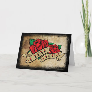 Tattoo I Love You Rose Valentine's Card