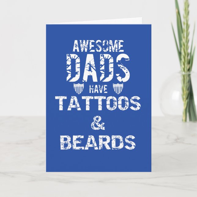 Tattoo Ink Beards & Moustaches Papa Greeting Cards (Front)