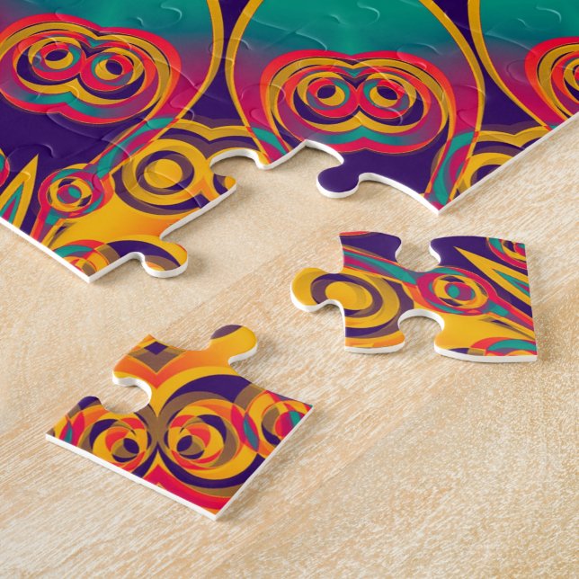 Tattoo Kaleidoscope Fractal Jigsaw Puzzle (Side)