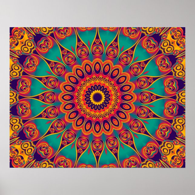 Tattoo Kaleidoscope Fractal Poster (Front)