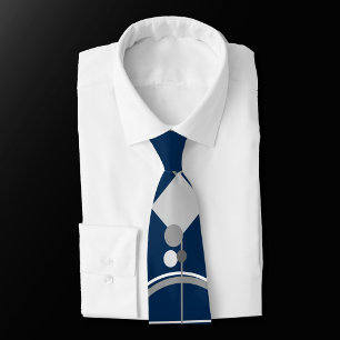Tattoo Line Art   Abstract Navy Blue Grey Monogram Tie