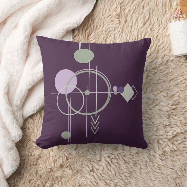 Tattoo Linework | Bohemian Purple Green Abstract Cushion (Blanket)