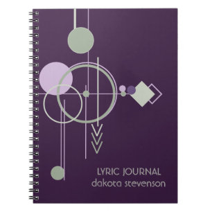 Tattoo Linework   Bohemian Purple Green Monogram Notebook