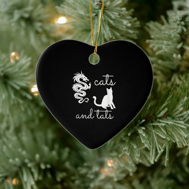 Tattoo Lover Gifts Cats And Tats Dragon Kitten Ceramic Tree Decoration (Tree)