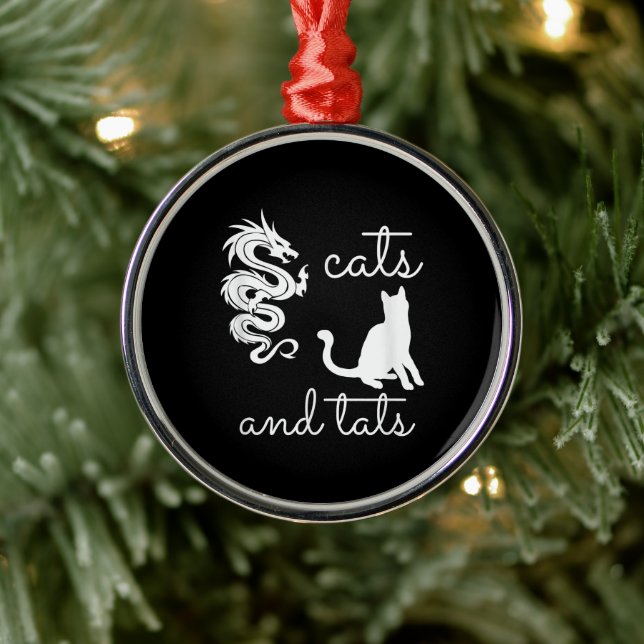 Tattoo Lover Gifts Cats And Tats Dragon Kitten Metal Tree Decoration (Tree)