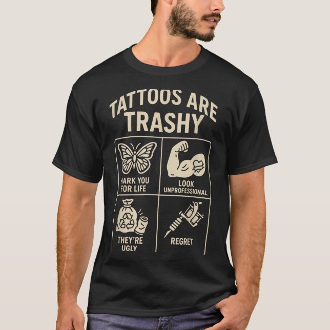 Tattoo Meme Humour Icons Trashy Tatto Parody Tatto T-Shirt (Front)