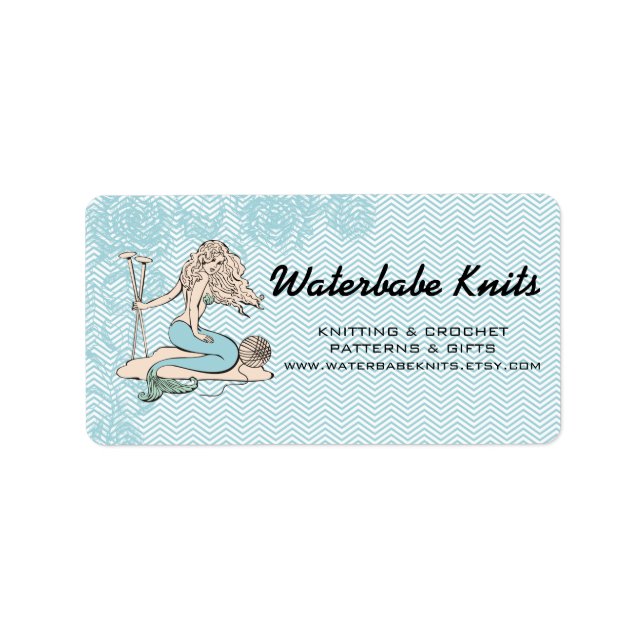Tattoo mermaid  babe knitting needles yarn label (Front)