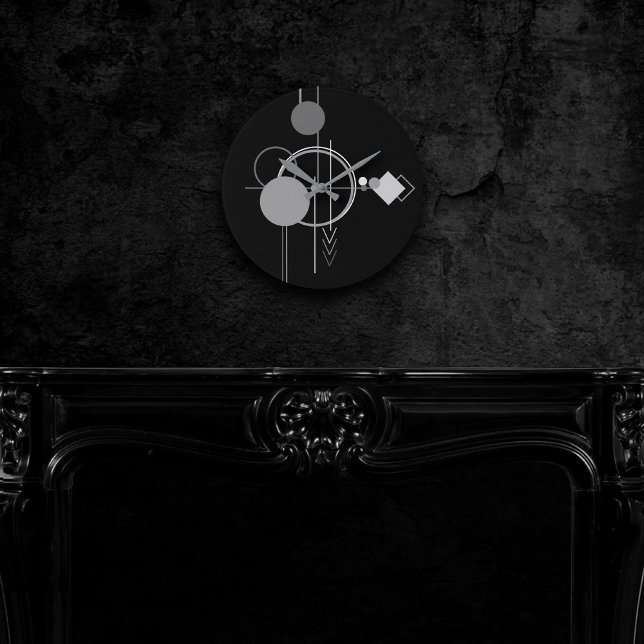 Tattoo Modern Art Deco | Black and Gray Minimalism Round Clock (Creator Uploaded)