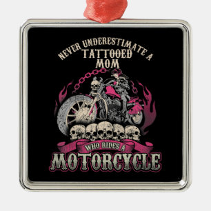 Tattoo Mum Biker Never Underestimate Motorcycle Metal Tree Decoration