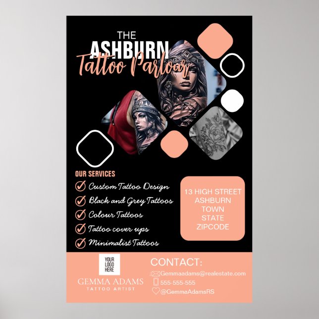 Tattoo Parlour Poster - Custom Black blush (Front)