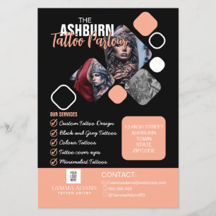 Tattoo Parlour Poster - Custom Black blush Flyer