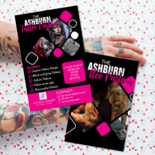 Tattoo Parlour Poster - Custom Black pink Flyer