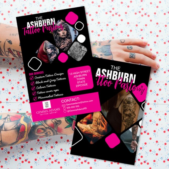 Tattoo Parlour Poster - Custom Black pink Flyer (Creator Uploaded)