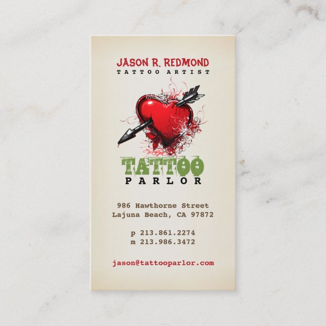 Tattoo Parlour Vintage Business Card (Front)