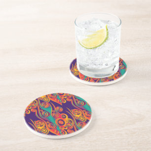 Tattoo Pattern Art - flames & circles Coaster