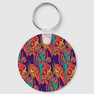 Tattoo Pattern Art - flames & circles Key Ring