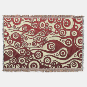 Tattoo Pattern ART - flames & circles - red glass Throw Blanket