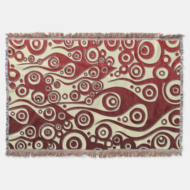 Tattoo Pattern ART - flames & circles - red glass Throw Blanket (Front)