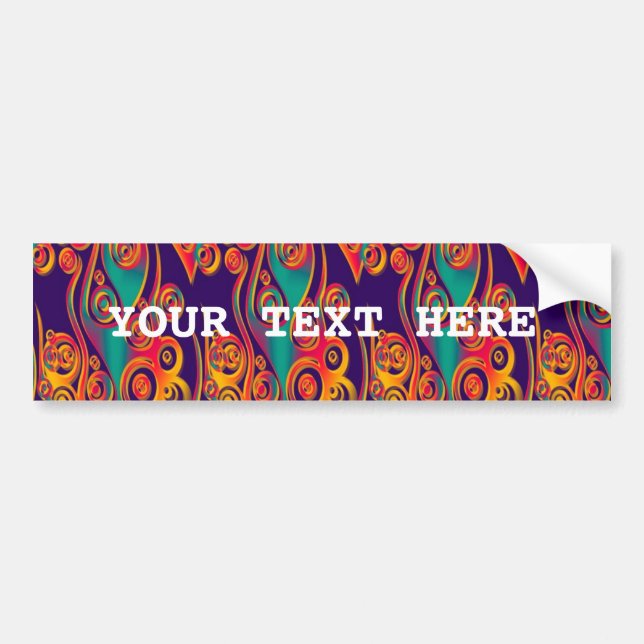 Tattoo Pattern Art - flames & circles + your text Bumper Sticker (Front)