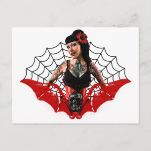 Tattoo Pin Up Postcard