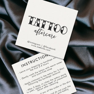 Tattoo Professional Artist Aftercare Instructions Square Business Card
