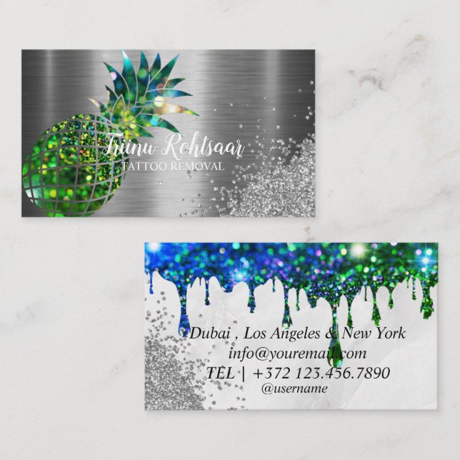 TATTOO Removal Glitter Sparkling Business Card (Front/Back)