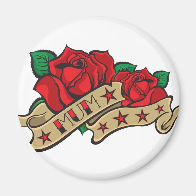 Tattoo Rose Mum Illustration Magnet (Front)