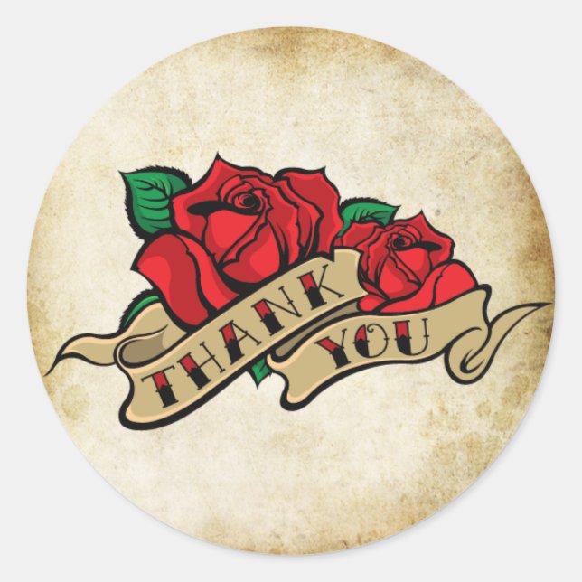 Tattoo Rose Rockabilly Urban Thank You Seals (Front)