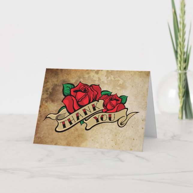 Tattoo Rose Thank You Card (Front)