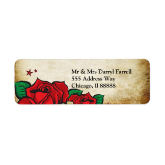 Tattoo Rose Wedding Address Label