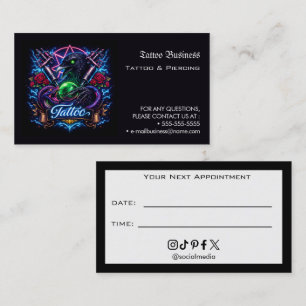 Tattoo Salon Appointment Reminder Business Card