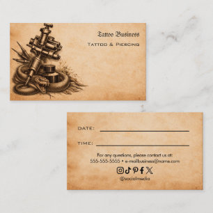 Tattoo Salon Appointment Reminder Business Card