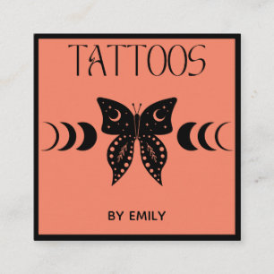 Tattoo Salon Mystical Butterfly Holographic Square Business Card