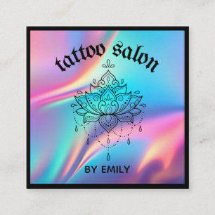 Tattoo Salon Mystical Holographic Square Business Card