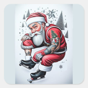 Tattoo Santa Claus  Square Sticker
