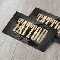 Tattoo Shop Black Crow Vintage Gold Typography