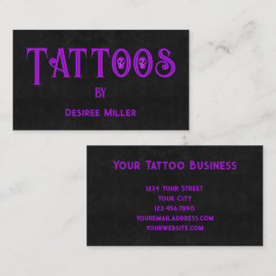 Tattoo Shop Girly Purple Black Skull Business Card