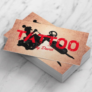 Tattoo Shop Tattoo Gun Vintage Gold Typography Business Card