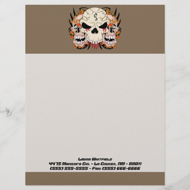 Tattoo Skull Eight Ball Letterhead Stationery (Front)