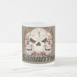 Tattoo Skull Eight Frosted Glass Coffee Mug Cup