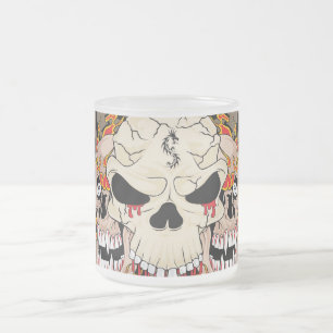 Tattoo Skull Eight Frosted Glass Coffee Mug Cup