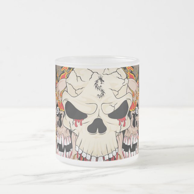 Tattoo Skull Eight Frosted Glass Coffee Mug Cup (Center)