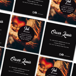 Tattoo Studio Black Photo Business Card