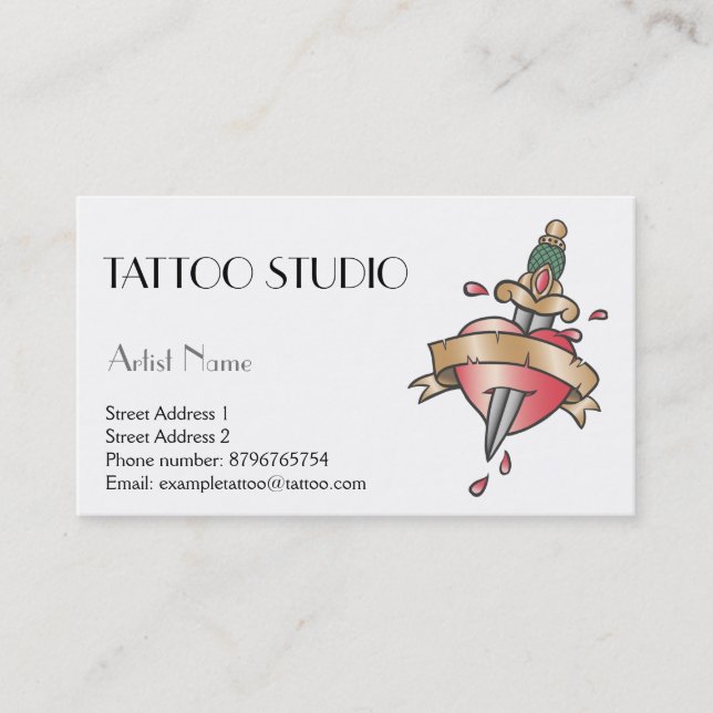 Tattoo studio business card old school design (Front)
