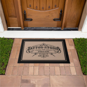 Tattoo Studio Vintage Typography Frame Custom Text Doormat