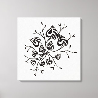Tattoo Style Abstract Floral With Pointy Leaves Canvas Print