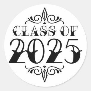  Tattoo Style Class of 2025 Graduation  Classic Round Sticker