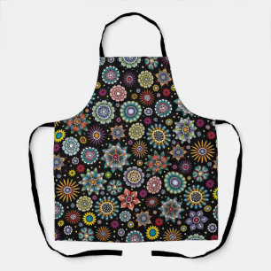 Tattoo Style Flower Doodle Pattern Apron