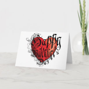Tattoo style Happy Valentine's Day heart Card