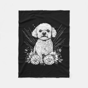 Tattoo Style Lover Bichon Frise Retro Dog _1 Fleece Blanket